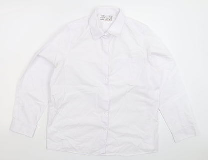 Preloved Marks and Spencer Girls White   Basic Button-Up Size 16 Years - Front
