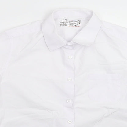 Preloved Marks and Spencer Girls White   Basic Button-Up Size 16 Years - Detail