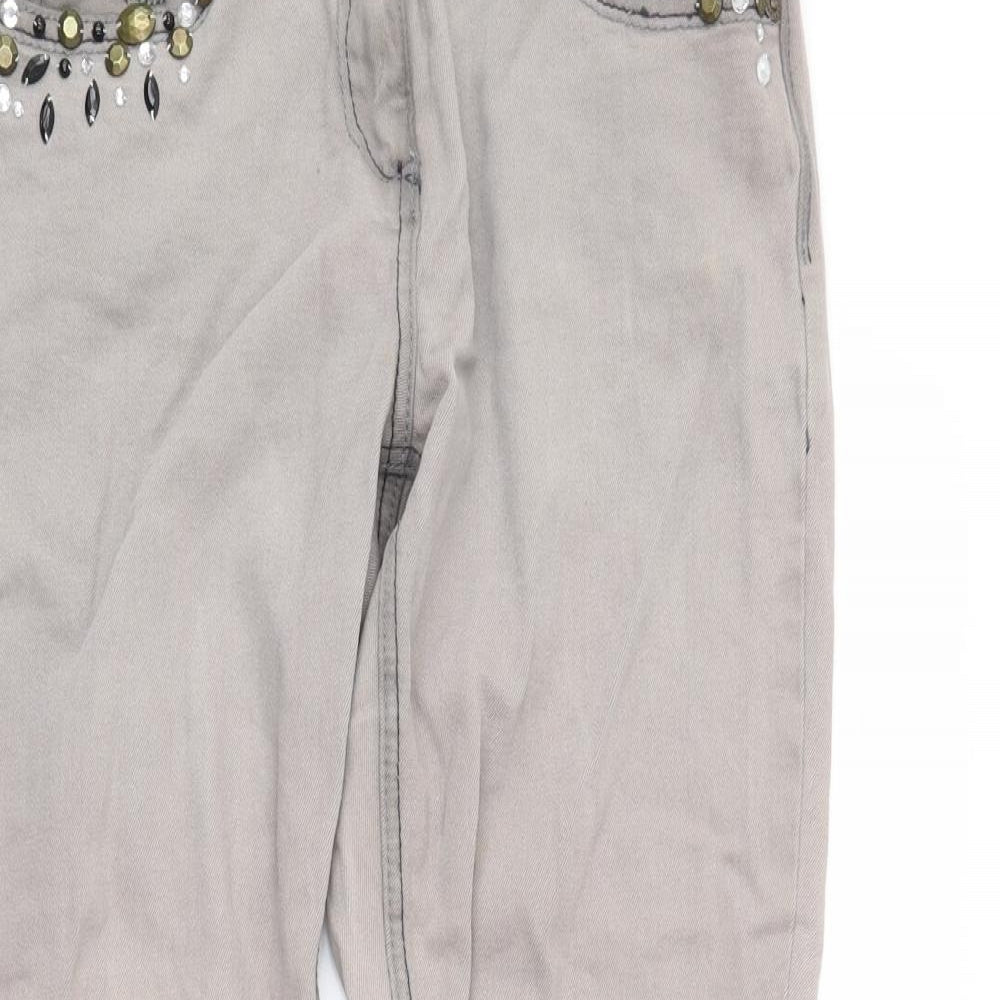 yesyes Womens Grey  Denim Straight Jeans Size 12 L24 in