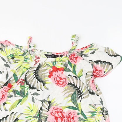 Dorothy Perkins Womens White Floral  Basic Blouse Size 8