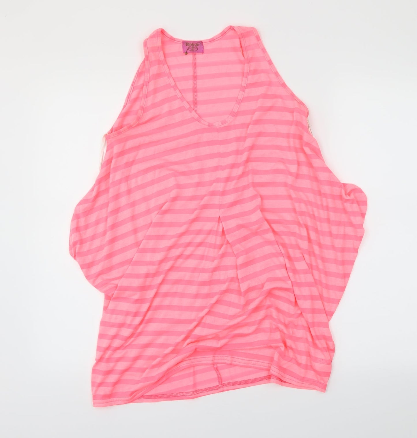 ribbon Womens Pink Striped  Basic Tank Size 8