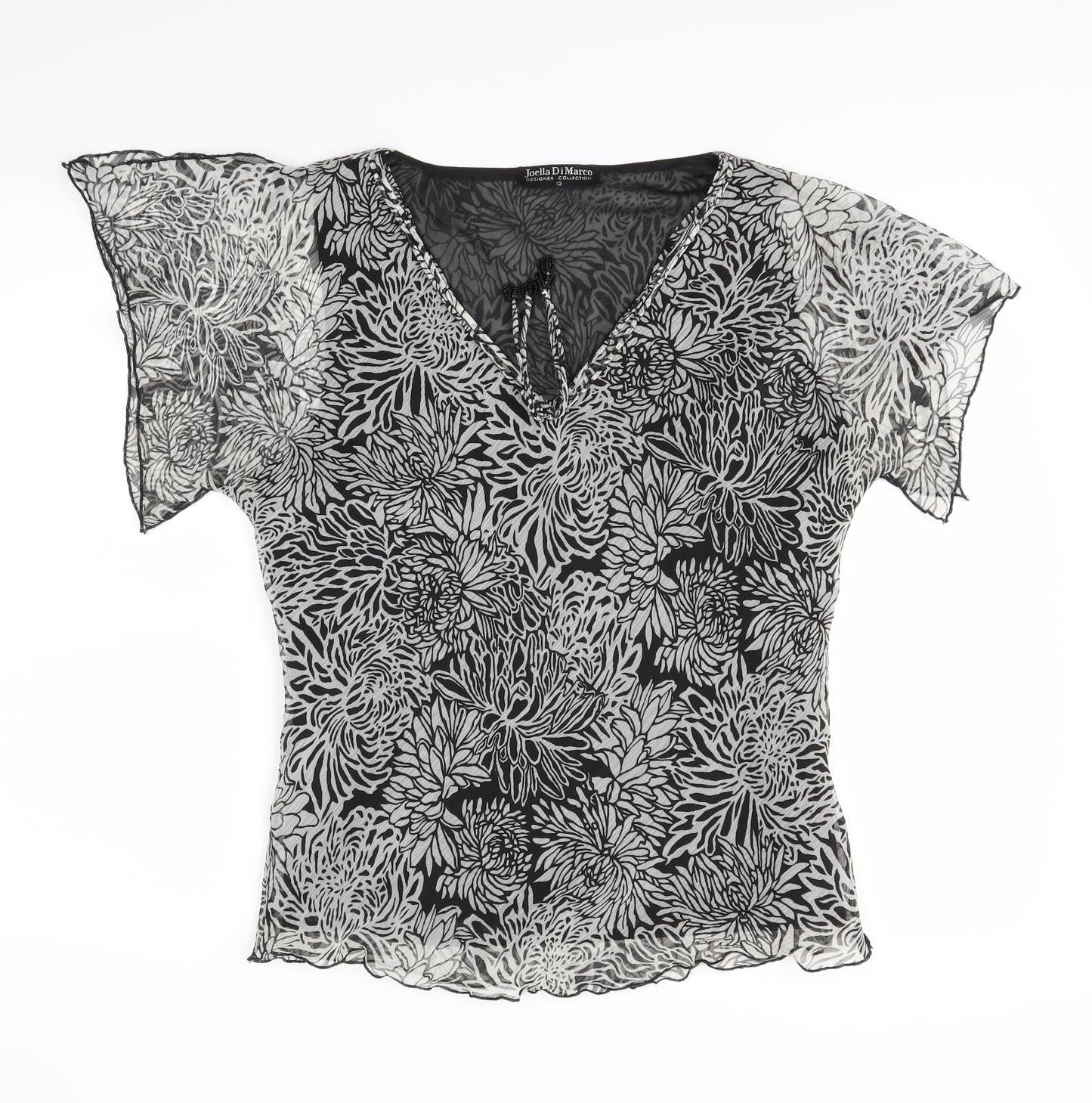 Joella Di Marco Womens Grey Floral  Basic Blouse Size 12