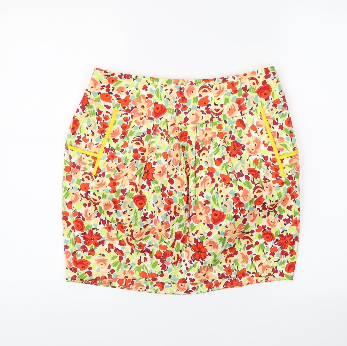 Preworn Womens Yellow Floral  Straight & Pencil Skirt Size 12