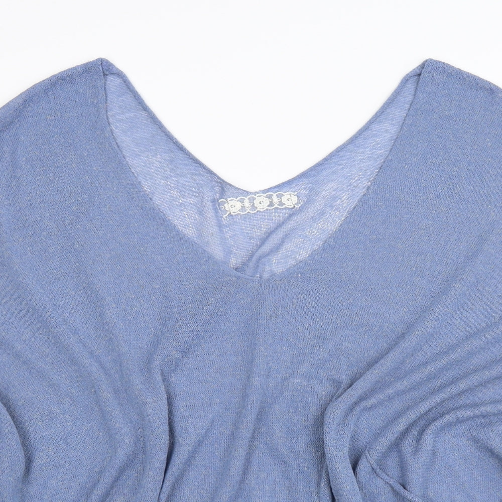 Preworn Womens Blue  Knit Basic Blouse Size L