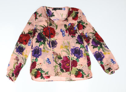 Preloved Hallhuber Womens Pink Floral  Basic Blouse Size 6 - Front