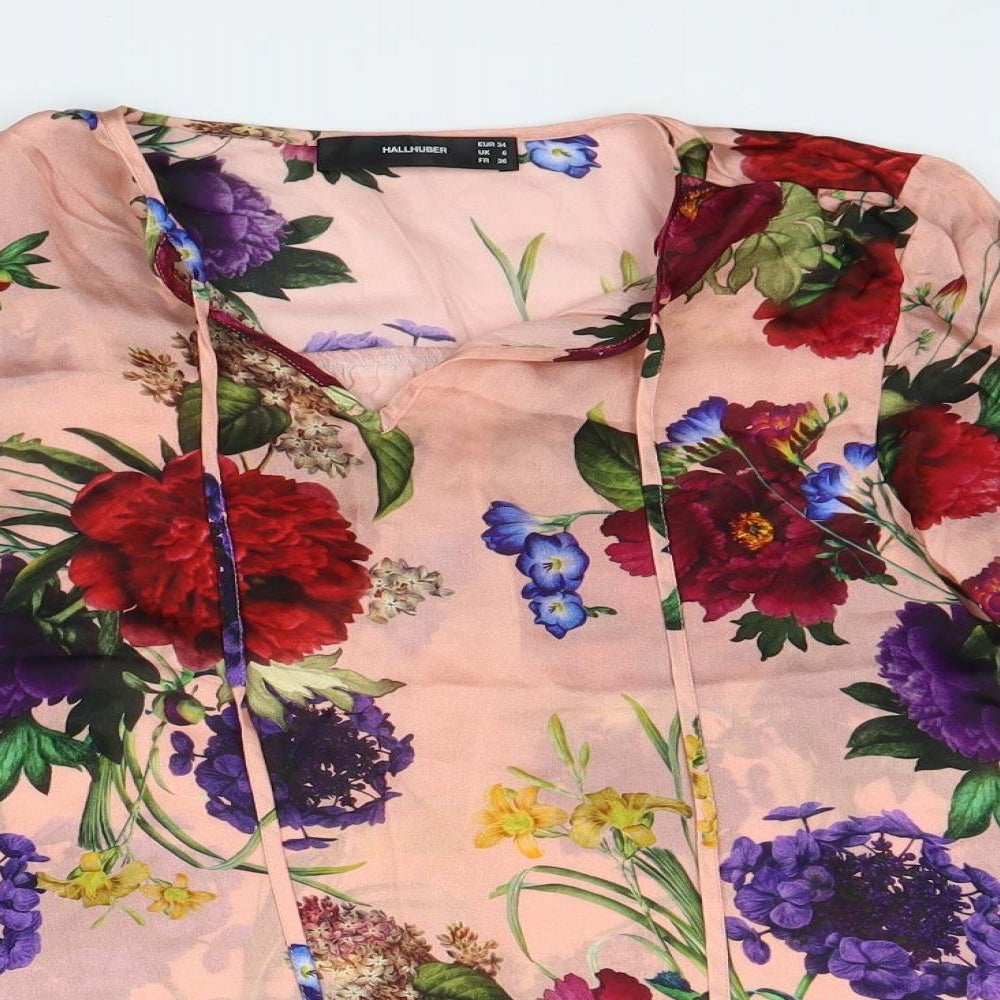 Hallhuber Womens Pink Floral  Basic Blouse Size 6