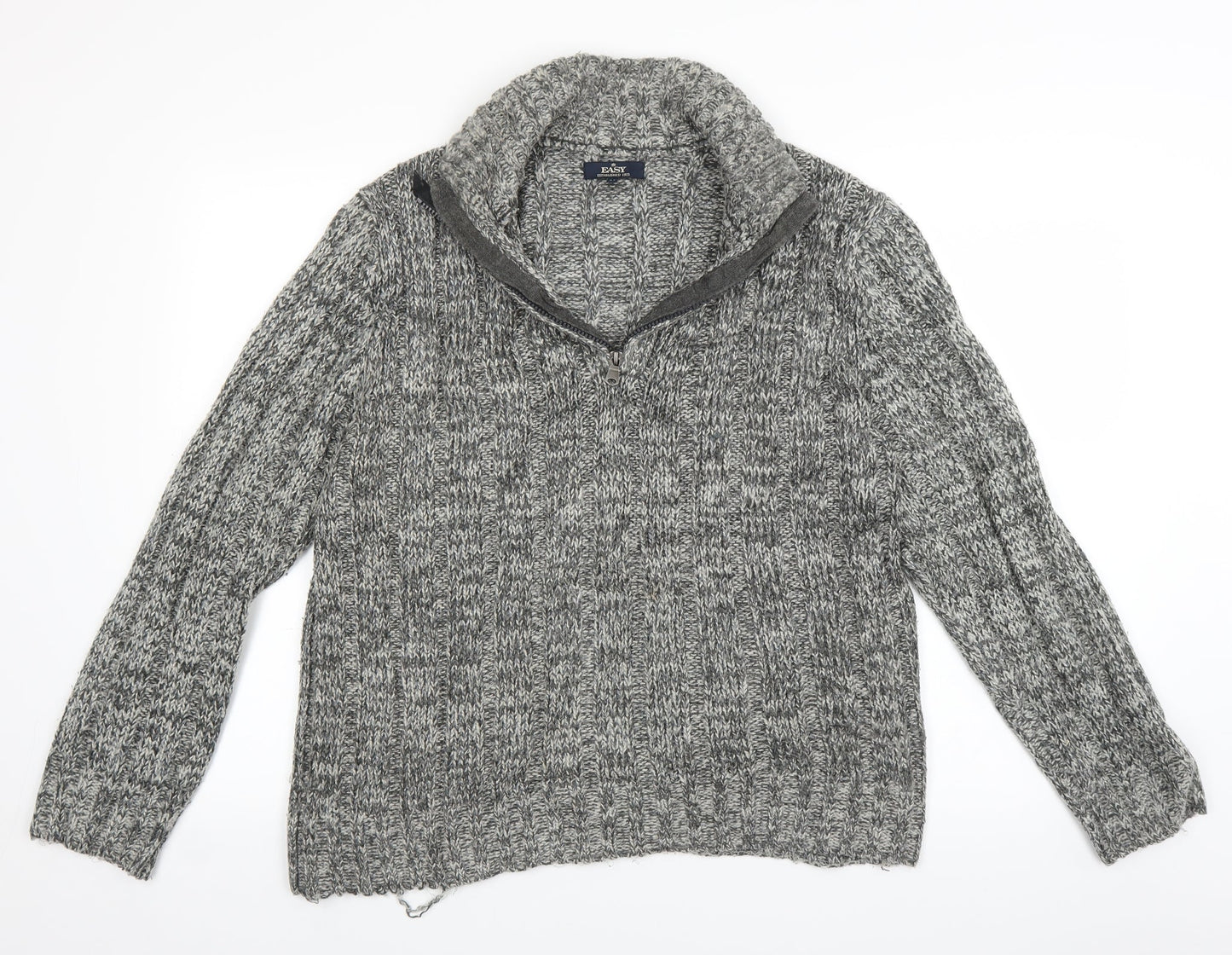 Easy Mens Grey  Knit Pullover Sweatshirt Size M