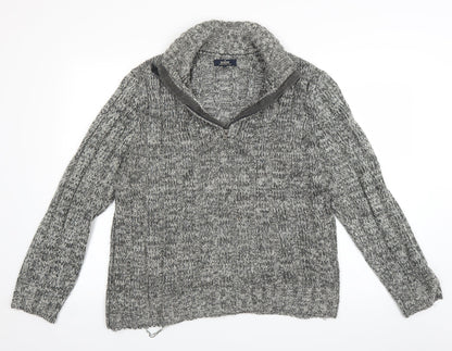 Easy Mens Grey  Knit Pullover Sweatshirt Size M