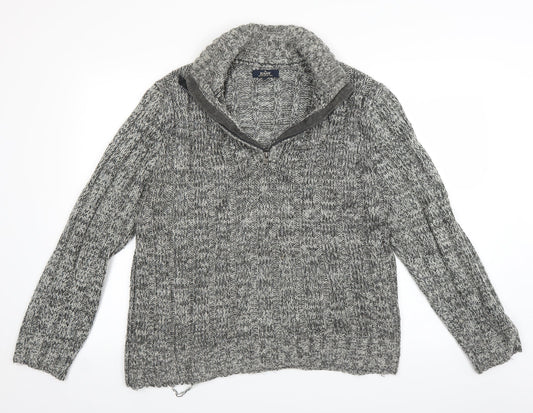 Easy Mens Grey  Knit Pullover Sweatshirt Size M