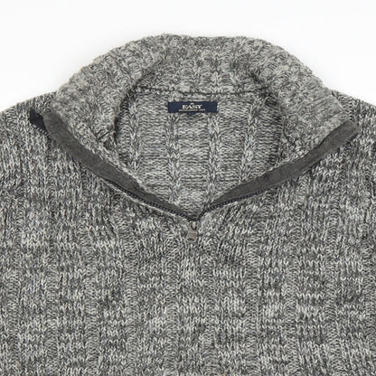 Easy Mens Grey  Knit Pullover Sweatshirt Size M