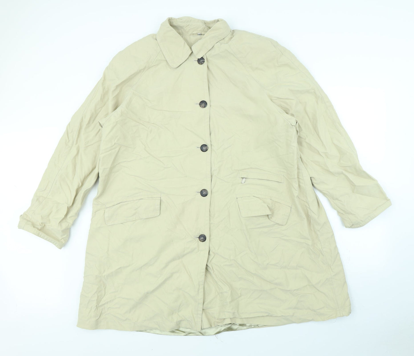 Preworn Womens Beige   Overcoat Coat Size 16  - shoulder pads