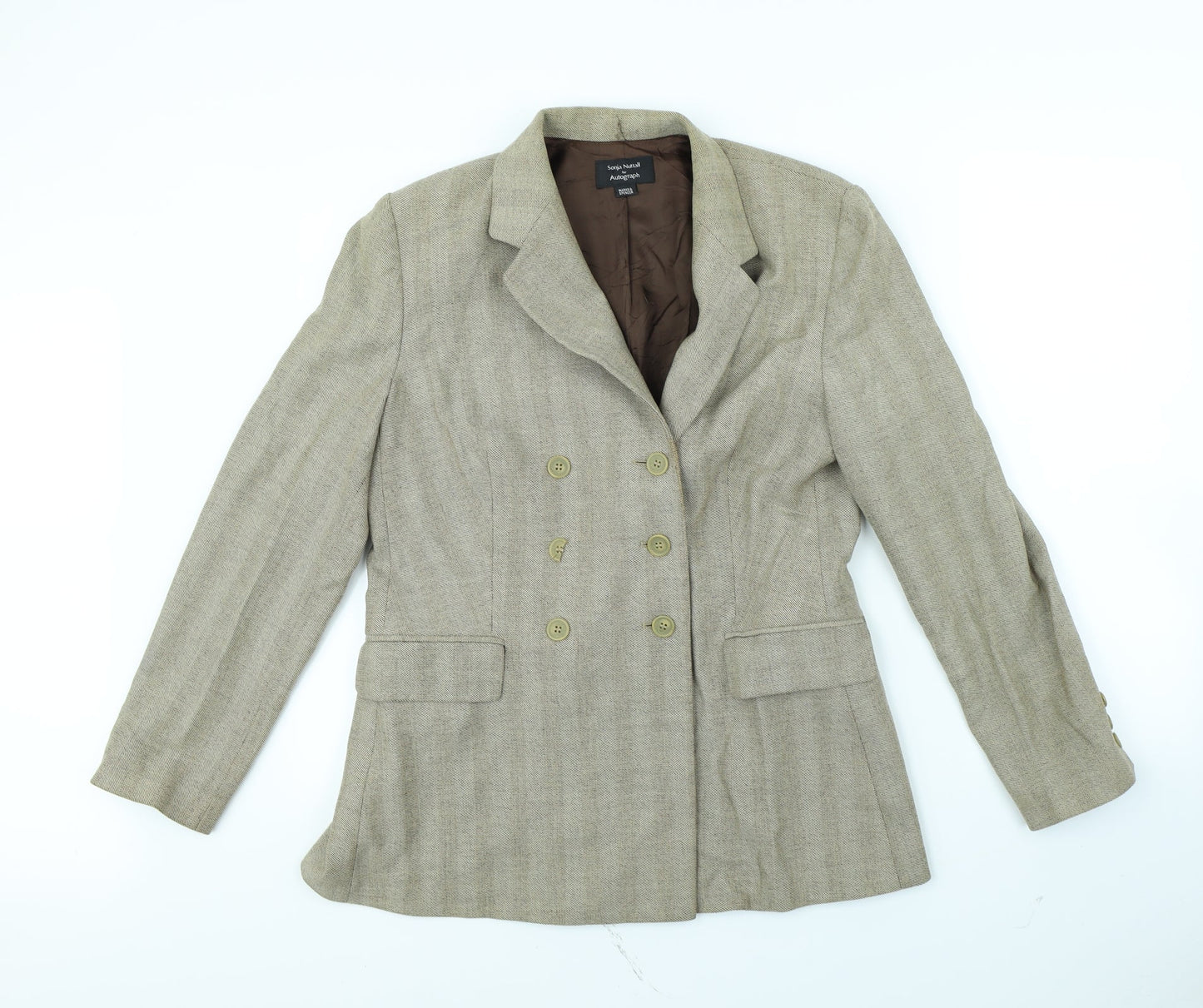 M&S Womens Brown Herringbone  Jacket  Size S