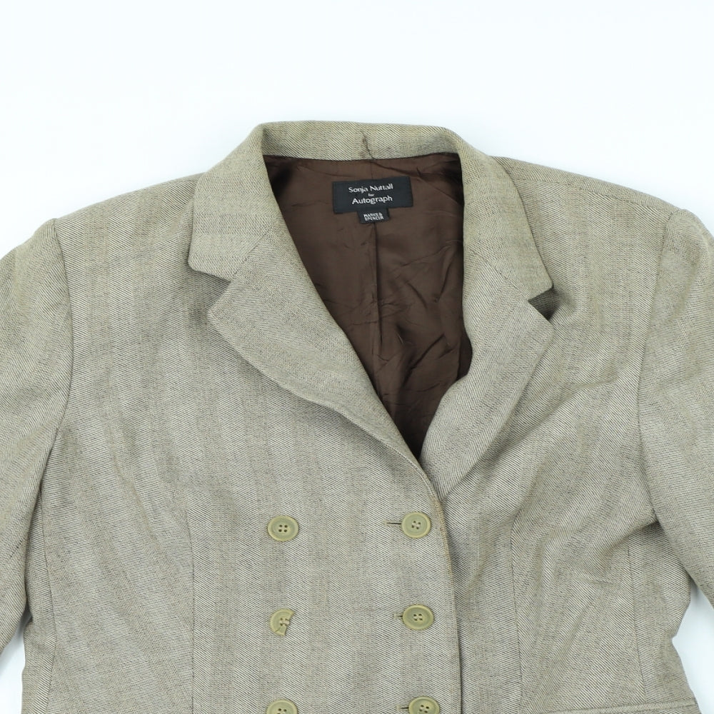 M&S Womens Brown Herringbone  Jacket  Size S