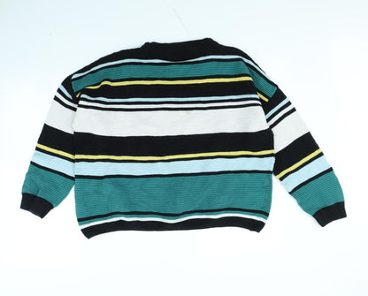 Preloved Divided Womens Green Striped  Pullover Jumper Size L - Back