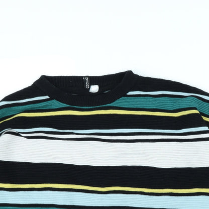 Preloved Divided Womens Green Striped  Pullover Jumper Size L - Detail