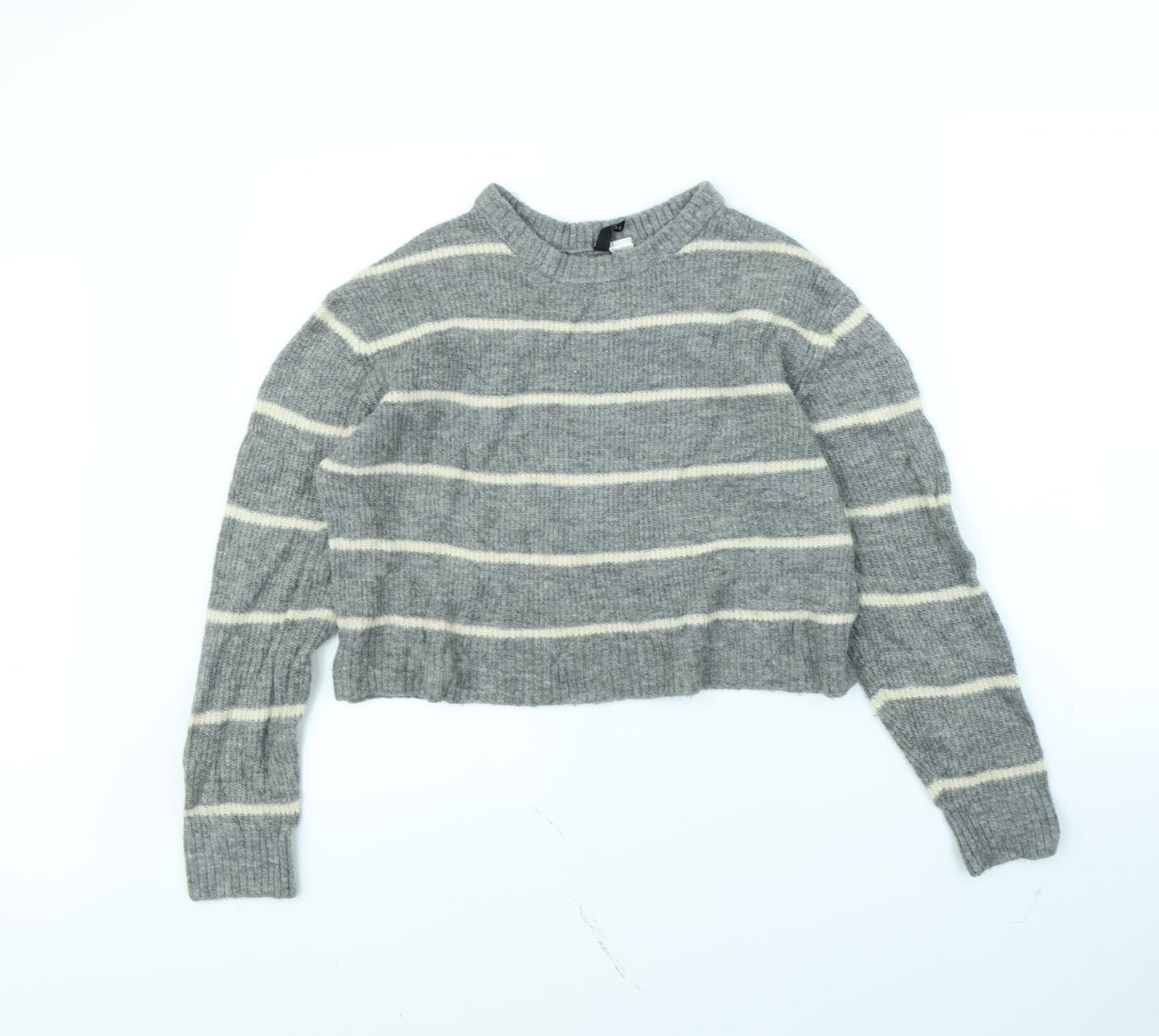 Divided Womens Grey Striped  Pullover Jumper Size M