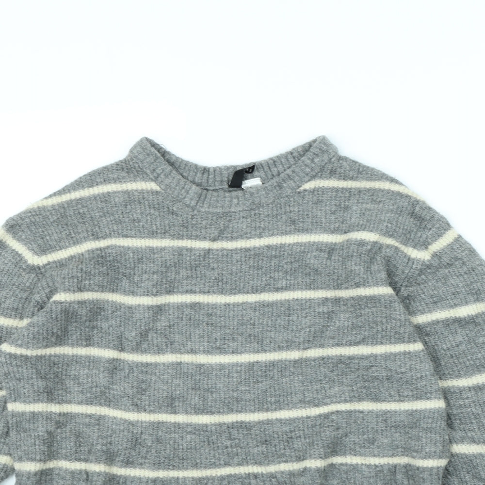 Divided Womens Grey Striped  Pullover Jumper Size M
