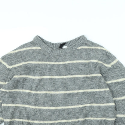 Divided Womens Grey Striped  Pullover Jumper Size M