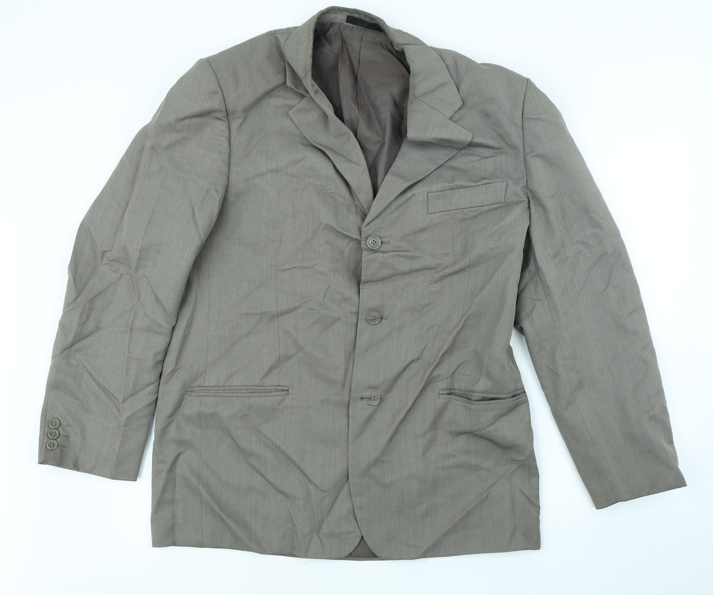 Preworn Mens Grey  Rayon Jacket Blazer Size 40  - shoulder pads