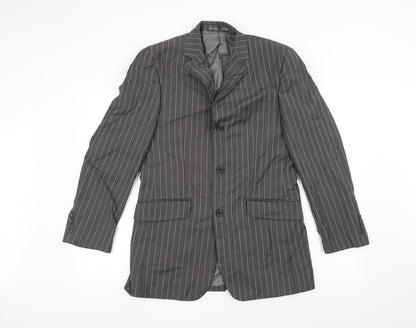 Preloved Fellini Mens Grey Striped  Jacket Suit Jacket Size 36 - Front