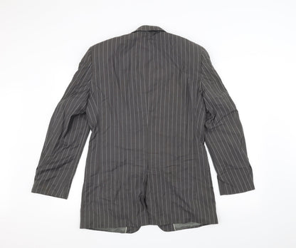 Preloved Fellini Mens Grey Striped  Jacket Suit Jacket Size 36 - Back