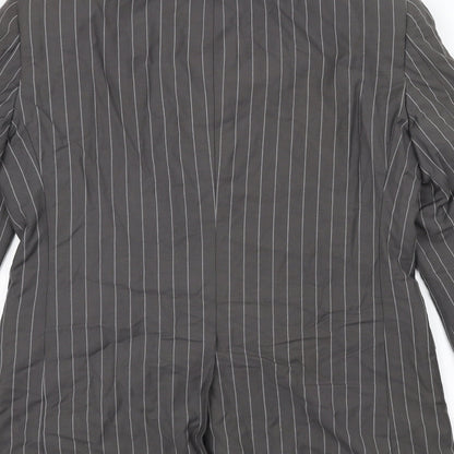 Preloved Fellini Mens Grey Striped  Jacket Suit Jacket Size 36 - Label