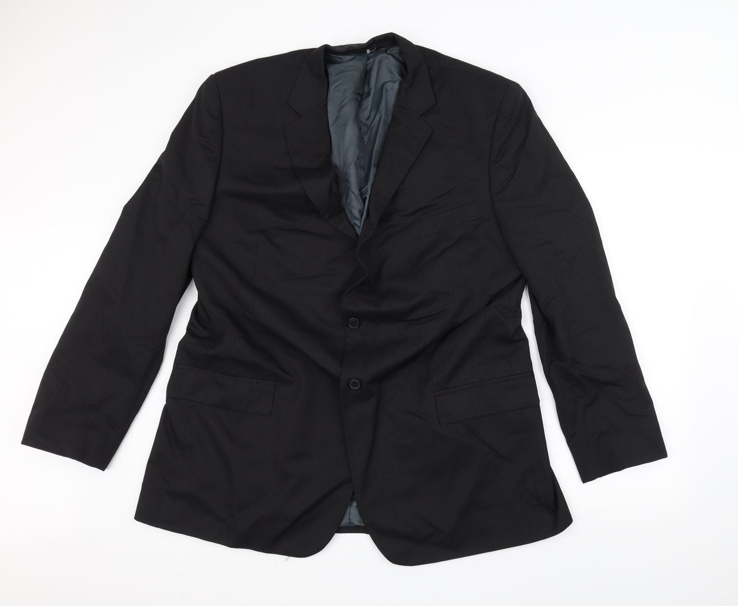 Preworn Mens Black Striped  Jacket Suit Jacket Size 38