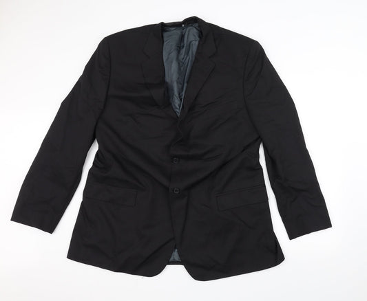 Preworn Mens Black Striped  Jacket Suit Jacket Size 38