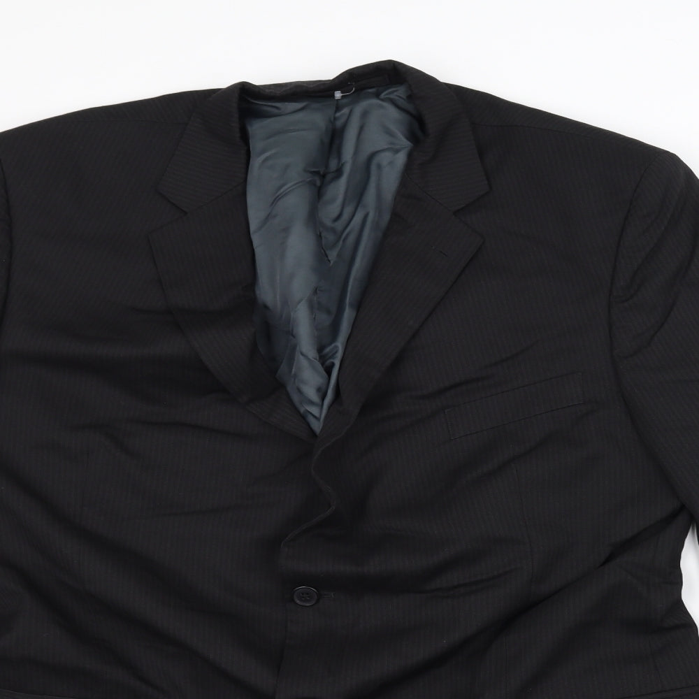 Preworn Mens Black Striped  Jacket Suit Jacket Size 38