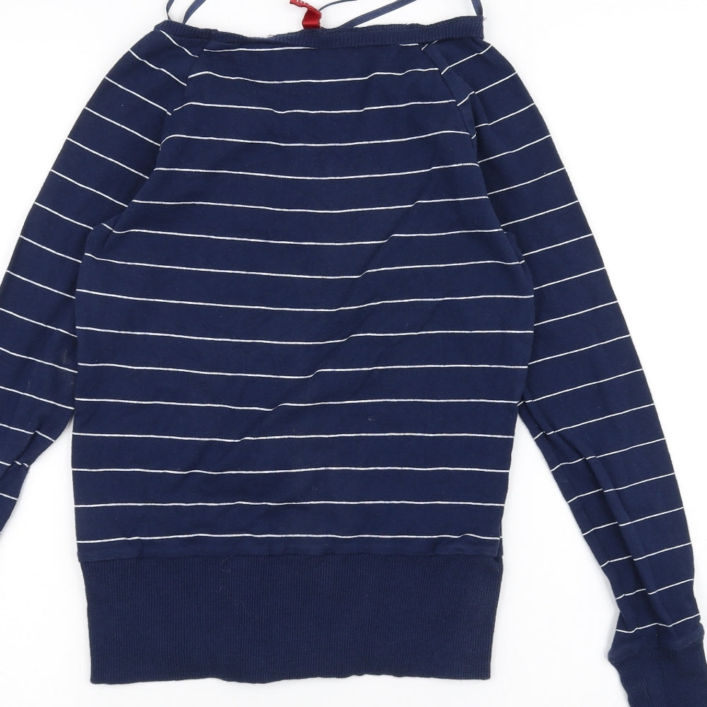 H&M Womens Blue Striped  Pullover Jumper Size 10