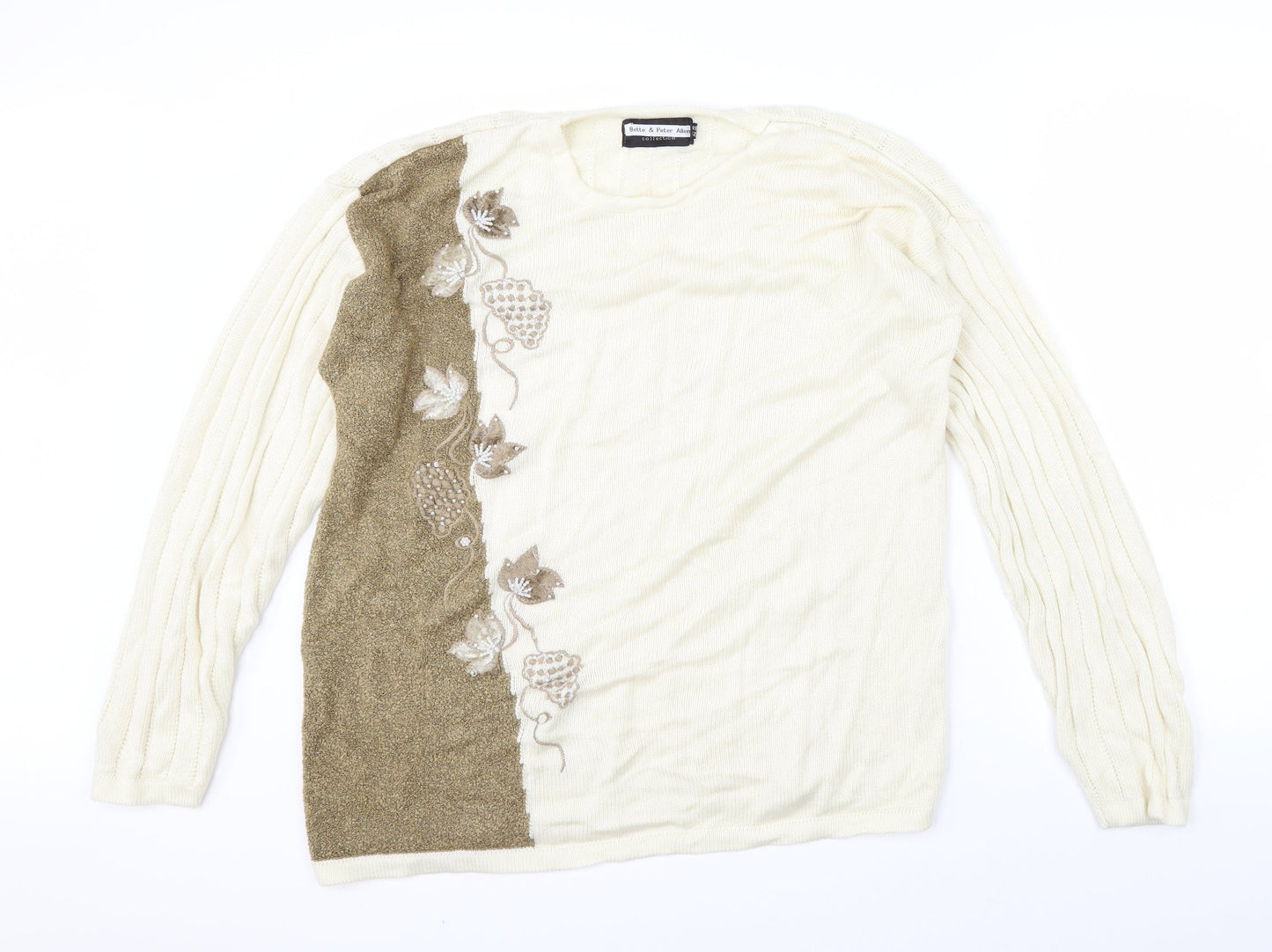 Better & Peter Allen Womens Beige Floral  Pullover Jumper One Size
