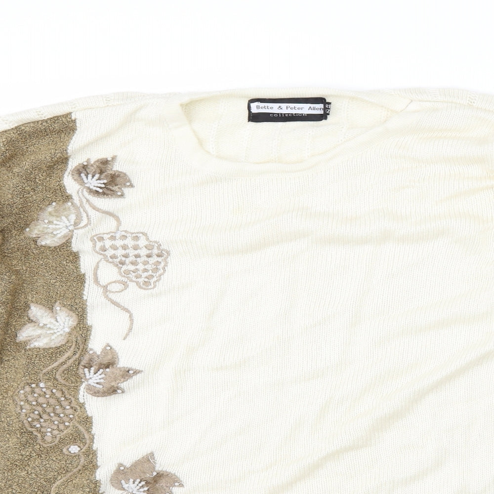 Better & Peter Allen Womens Beige Floral  Pullover Jumper One Size