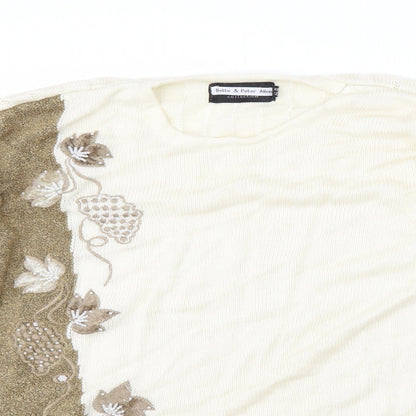 Better & Peter Allen Womens Beige Floral  Pullover Jumper One Size