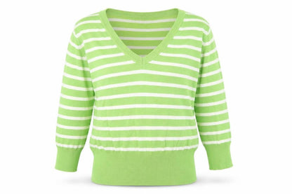 Atmosphere Girls Green Striped  Pullover Jumper Size 12-13 Years