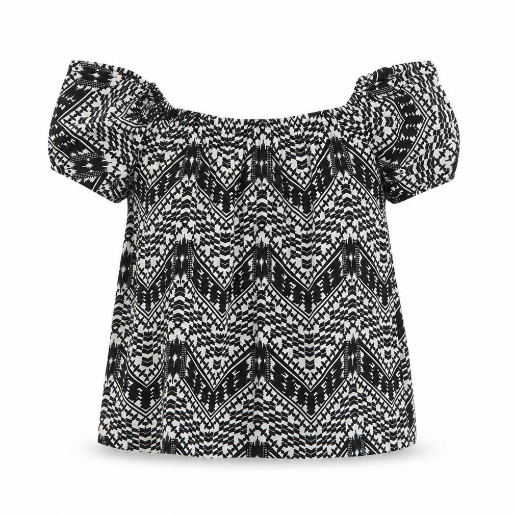 Primark Womens Black Geometric  Basic Blouse Size 10