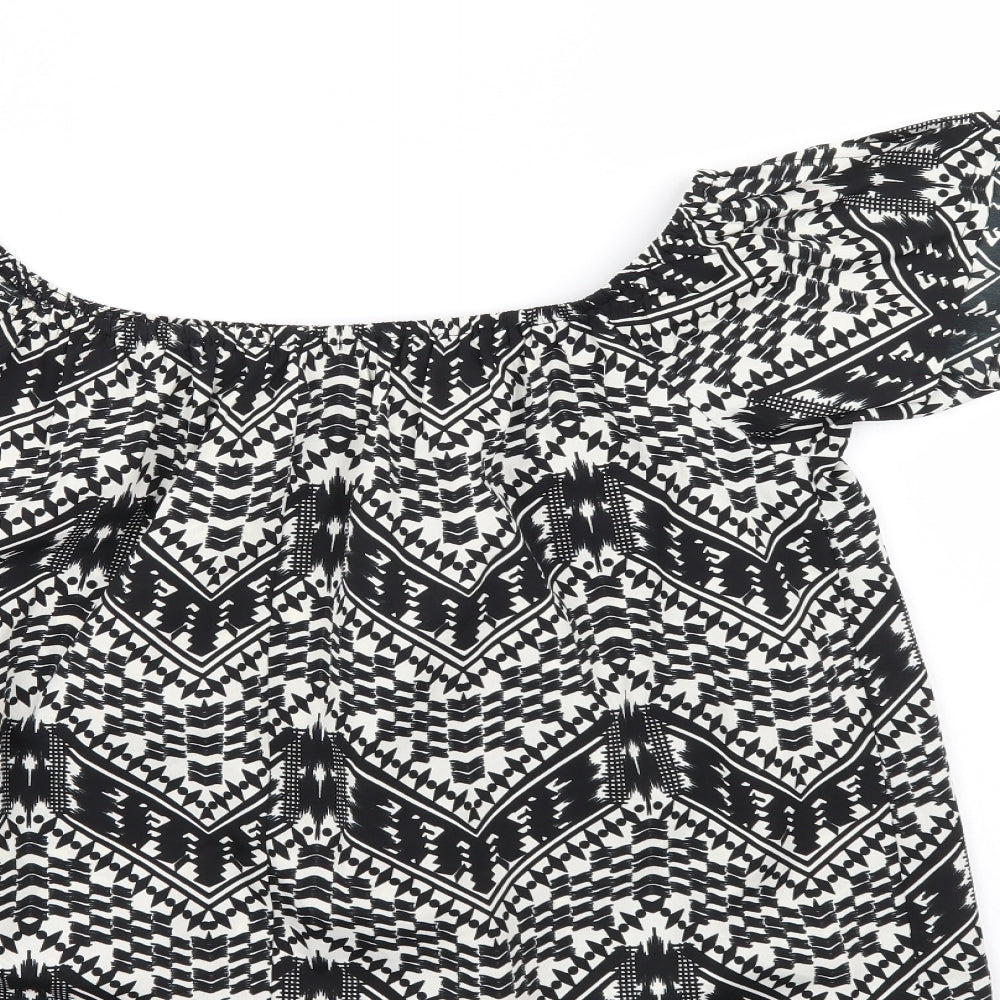 Primark Womens Black Geometric  Basic Blouse Size 10