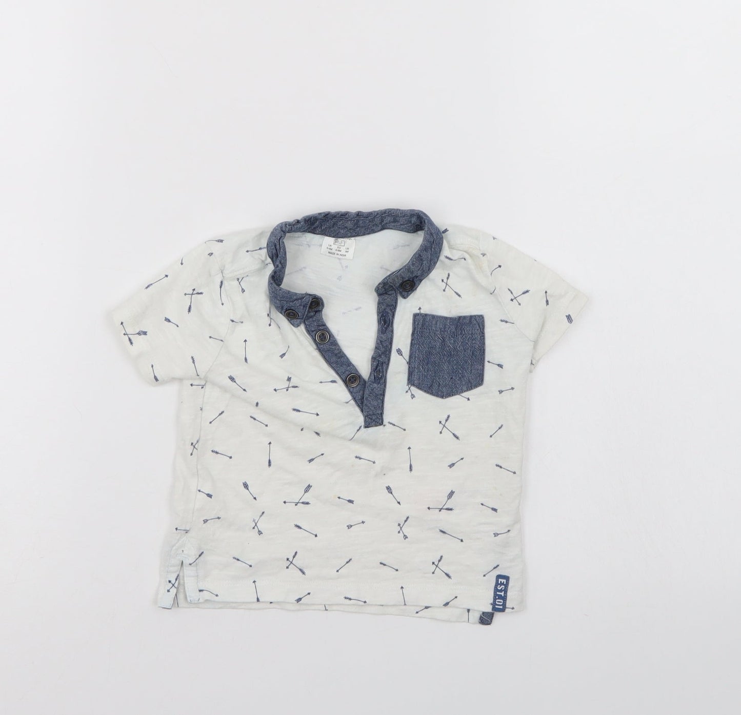 F&F Boys White   Basic Polo Size 6-9 Months
