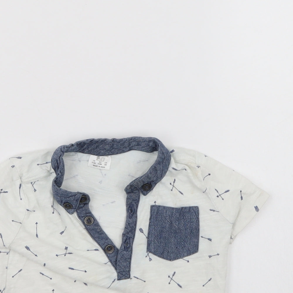 F&F Boys White   Basic Polo Size 6-9 Months