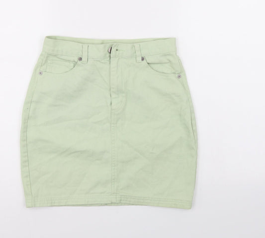 Monki Womens Green  Denim A-Line Skirt Size 6
