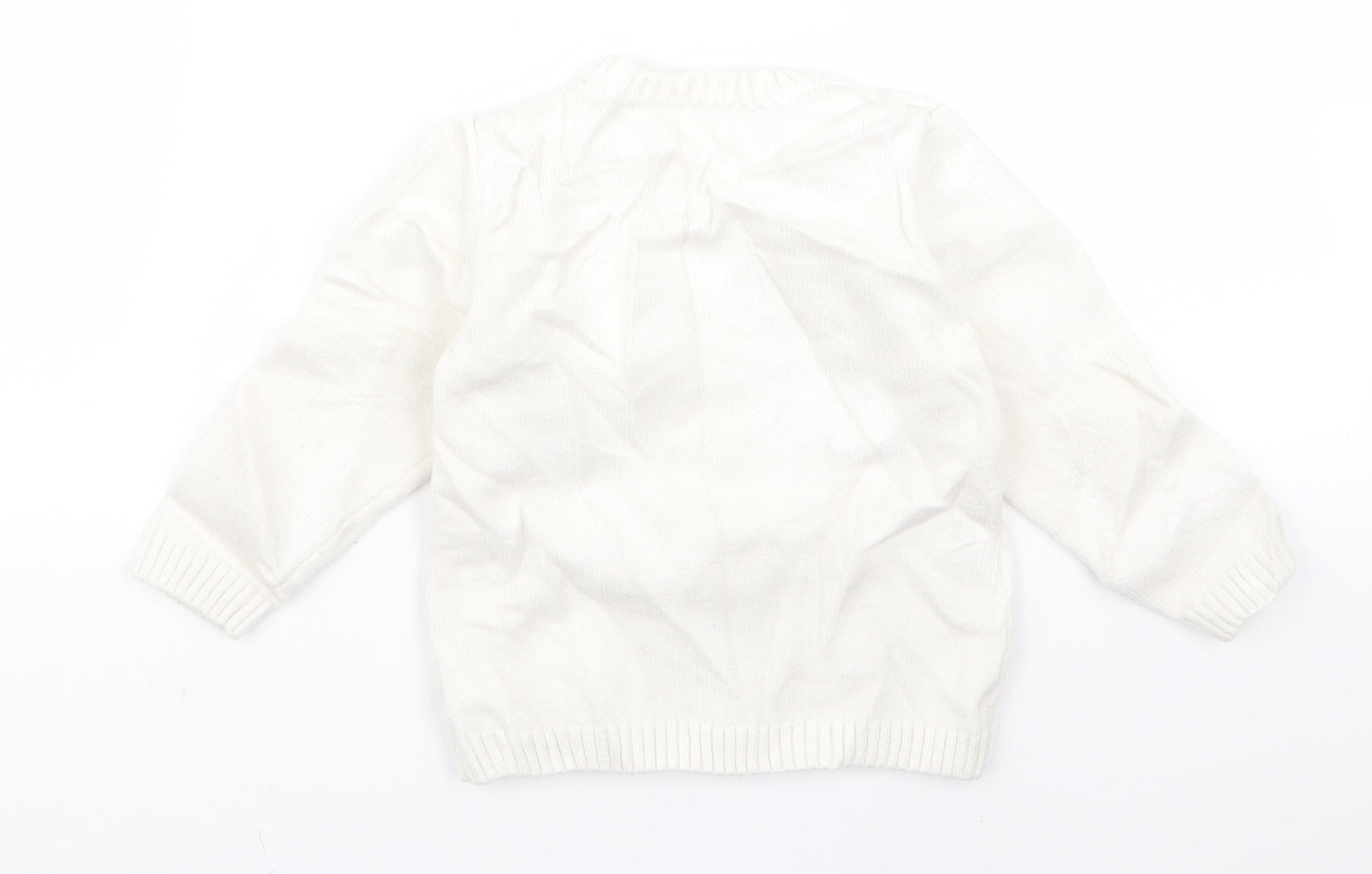 Preworn Girls White   Pullover Jumper Size 2 Years