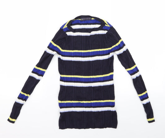 m&s Womens Multicoloured Striped Rayon Pullover Jumper Size 10