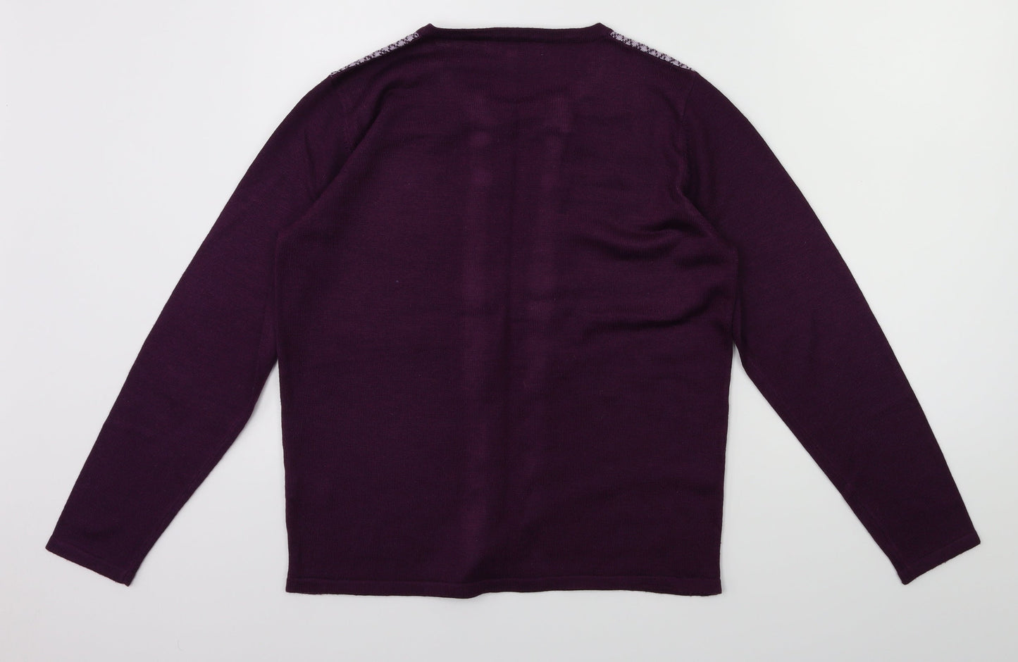 Annabelle Womens Purple Floral  Pullover Jumper Size M