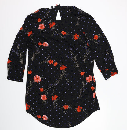 Preloved VERO MODA Womens Black Floral  Kaftan  Size M - Front