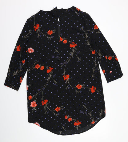 Preloved VERO MODA Womens Black Floral  Kaftan  Size M - Back