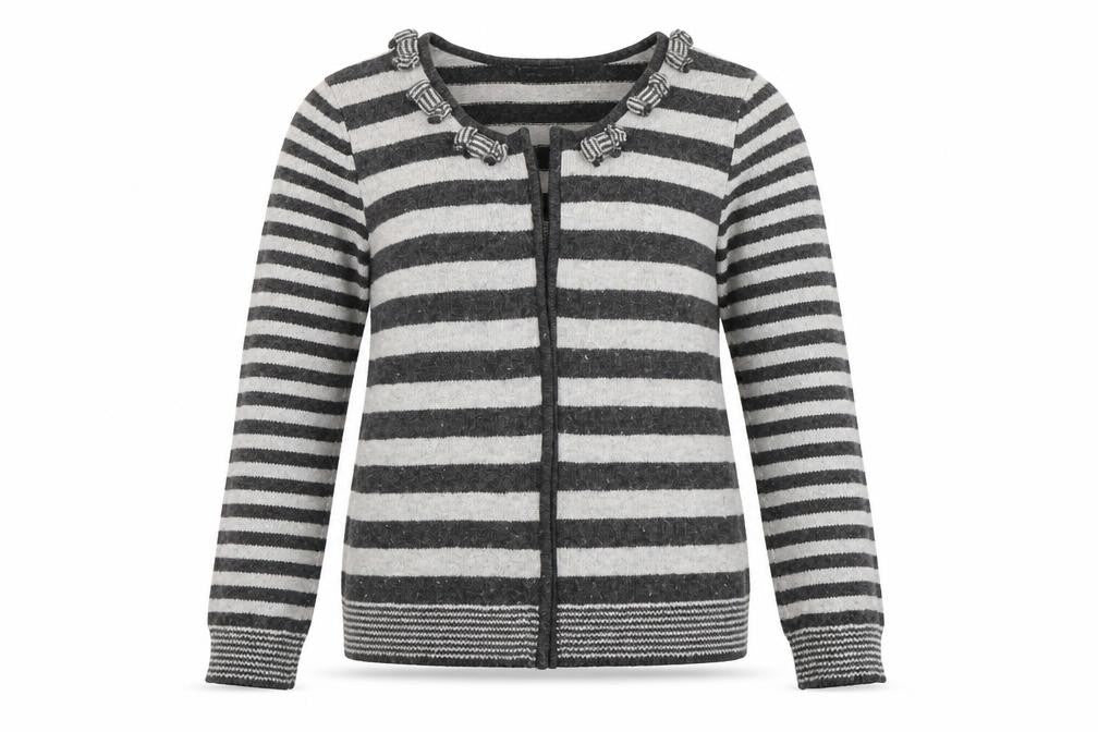 Per Una Womens Grey Striped  Full Zip Jumper Size S