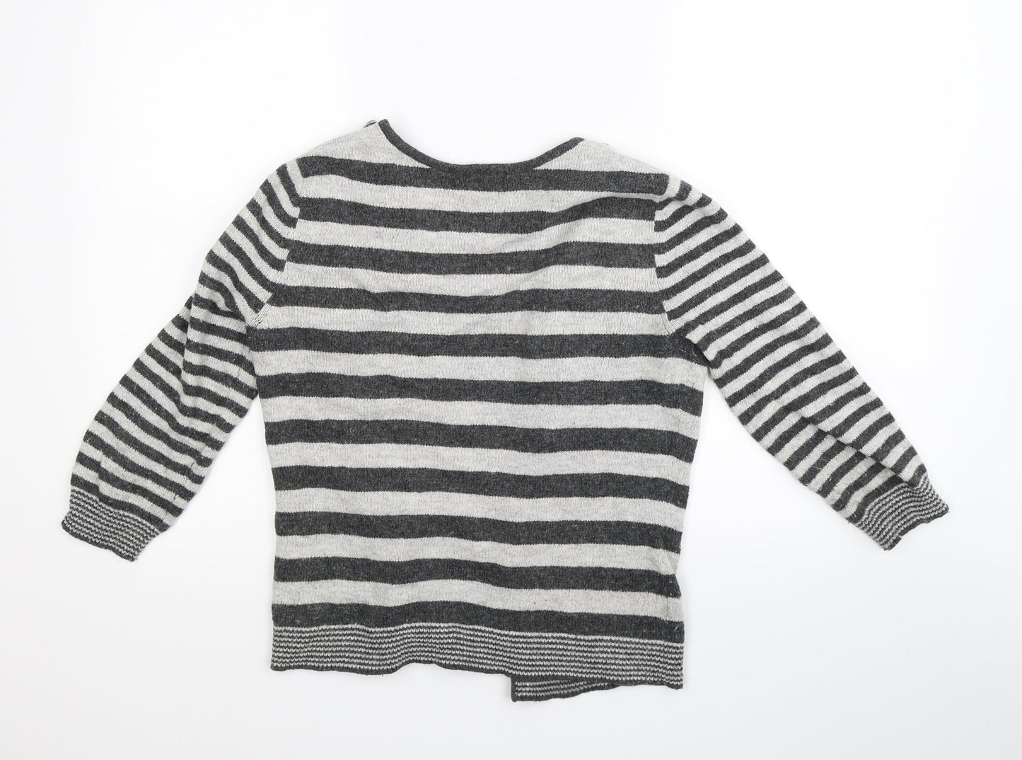 Per Una Womens Grey Striped  Full Zip Jumper Size S