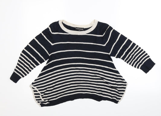 Wearhouse Womens Black Striped  Pullover Jumper Size 10