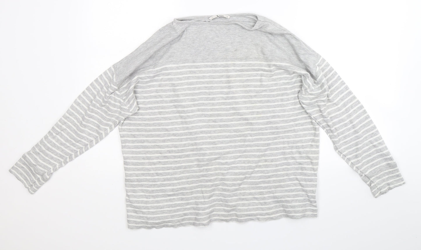 TU Womens Grey Striped  Pullover Jumper Size 14