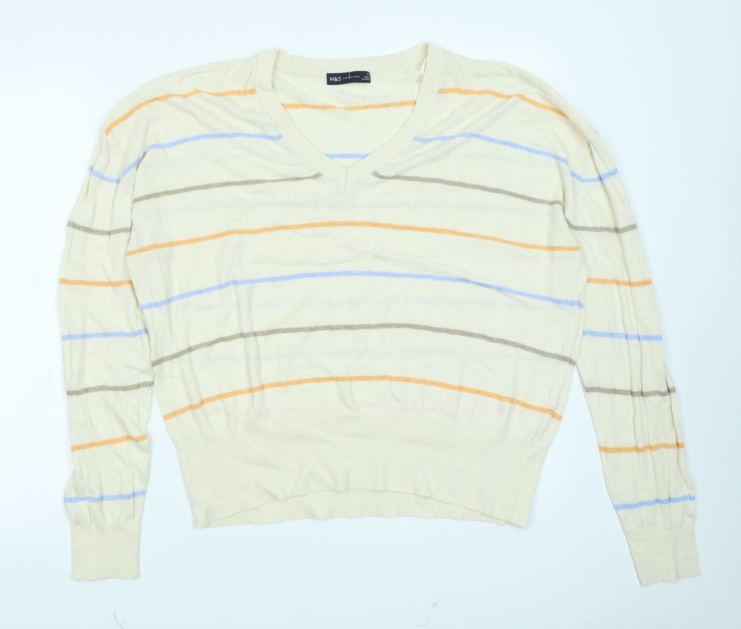 M&S Collection Womens Ivory Striped  Pullover Jumper Size XL