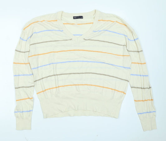 M&S Collection Womens Ivory Striped  Pullover Jumper Size XL